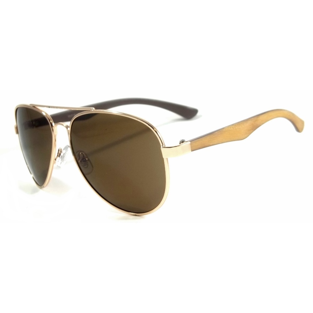 Retro Aviator Sunglasses Revor Vintage Wood Frame